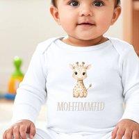 Aye Do Gifts Personalised Little Giraffe Name Babygrow | Gift UK in White | Size: Newborn
