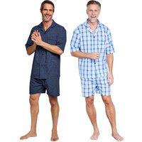 Chums Men's Marlow Check Pyjama Sets (Pack of 2) Blue & Navy | Size: 4XL