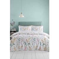 Catherine Lansfield 'Emilia Floral' Reversible Duvet Cover Set in White | Size: Single
