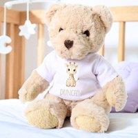 Aye Do Gifts Personalised Luxury Teddy Bear with Little Giraffe Name T-Shirt in Beige
