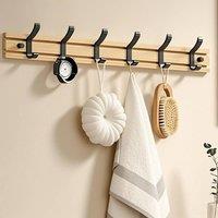 NESTLUNE 6 Hooks Wall Mounted Clothes Coat Hanger in Brown