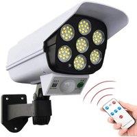 FLAVORA 77 LED Solar Power PIR Motion Sensor Fake Camera Wall Light in White