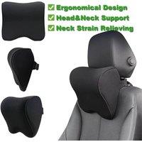 NESTLUNE Car Auto Seat Headrest Pad Memory Foam Pillow in Black | Size: Cot