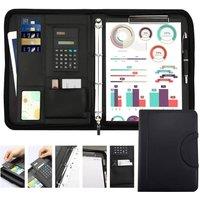 NESTLUNE A4 Portfolio Zipped Conference Folder Business in Black | Size: 100 cm x 15 cm