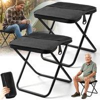 FLAVORA 2 Pack 2 In 1 Folding Backpack Camping Stool in Black