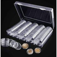 FLAVORA 100Pcs Round Coin Capsules Storage Holder Box in Clear | Size: 500mm