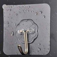VOGREX 5Pcs Self Adhesive Transparent Heavy Duty Seamless Wall Hooks in Clear