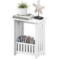 FLAVORA Small Bedside Table Cabinet Side End Coffee Tea Table in White | Size: 0.6m2