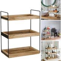 FLAVORA 3-Tier Dual Purpose Storage Organiser Rack in Brown | Size: 0.6m2