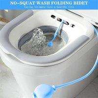 FLAVORA Toilet Sitz Bath Basin With Flusher For Women Perineal Care in White | Size: 180 cm width x 180 cm drop