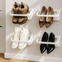 EONLION 4Pcs Shoe Slots Wall Mounted Shoes Rack in White | Size: 500mm