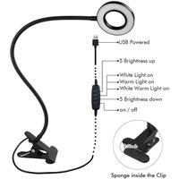 EONLION 48 LED USB Clamp Clip On Flexible Desk Light in Black