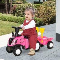 HOMCOM Ride On Tractor Toddler Walker Foot To Floor Slider w/ Storage in Pink