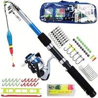 Nordara 1.8m Telescopic Fishing Rod & Reel Kids Set in Blue