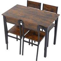 Living and Home 5-Piece Dining Table and Chairs Set in Dark Brown