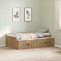 Berkfield Home Storage Bed Frame Artisan Oak 100x200 cm in Brown