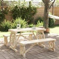 Berkfield Home 3 Piece Garden Dining Set Solid Wood Fir in Brown