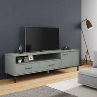 Berkfield Home TV Cabinet with Metal Legs Grey Solid Wood Pine OSLO
