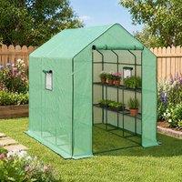 STILVORA Walk-in Greenhouse with 12 Shelves & Roll-up Door in Green