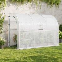 STILVORA Lean-To Greenhouse 300 cm with 3-Tier Shelves in White