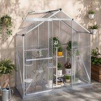 STILVORA Walk-In Greenhouse with Sliding Door & Window in Silver