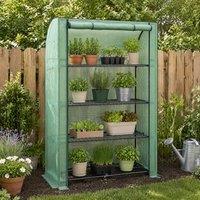 STILVORA 4 Tier Mini Greenhouse with Movable Shelves in Green