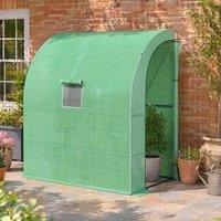 STILVORA Lean-to Greenhouse with Shelves & Zipped Doors in Green