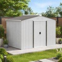 STILVORA Garden Shed 9 x 6ft with Sliding Double Door in Silver