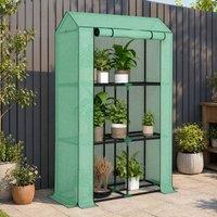 STILVORA Mini Greenhouse with 3 Shelves & Steel Frame in Green