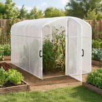 STILVORA Polytunnel Greenhouse 300 x 200 cm with Hinged Door in White