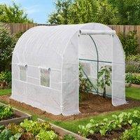 STILVORA Polytunnel Greenhouse 245 x 200 cm with Roll-Up Door in White