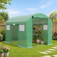 STILVORA Walk-In Polytunnel Greenhouse with 3 Doors in Green
