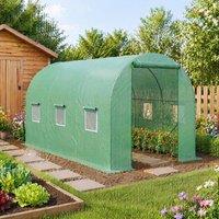 STILVORA Walk-In Polytunnel Greenhouse with Roll-Up Door in Green