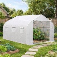 STILVORA Walk-In Greenhouse 4.45 x 3 m with 6 Mesh Windows in White