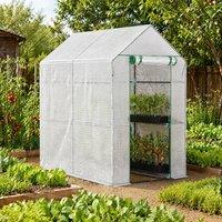 STILVORA 6 x 4 ft Walk-In Greenhouse with 4 Shelves in White