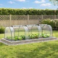STILVORA Mini Greenhouse 350 cm with Zipped Roll-Up Doors in Clear