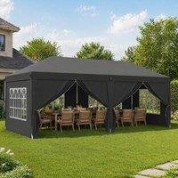 STILVORA Pop Up Gazebo 3 x 6 m with Sides & Windows in Black