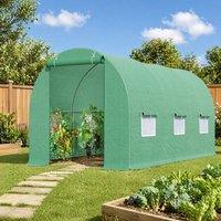 STILVORA Walk-in Polytunnel Greenhouse with Door & Mesh Windows in Green