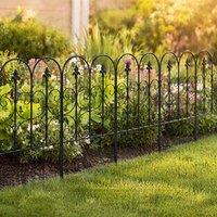 STILVORA Garden Fence Panels 307 cm x 83 cm Interlocking Black