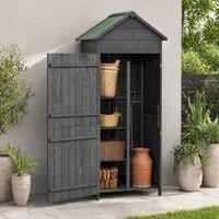 STILVORA Garden Shed with 3 Shelves & Lockable Double Doors in Grey