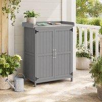STILVORA Garden Shed with Shelves & Stainless Steel Worktop in Grey