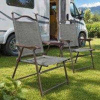 STILVORA Set of 2 Folding Garden Chairs with Steel Frame in Grey