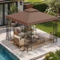 STILVORA Gazebo Roof Replacement 3 x 3 m Two-Tier Brown