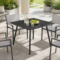 STILVORA Garden Dining Table 80 cm for 4 with Slatted Top in Black