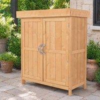 STILVORA Garden Storage Cabinet with Double Doors & Hinged Roof in Natural