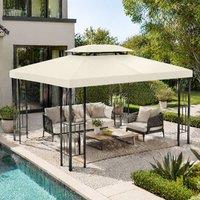 STILVORA Gazebo Roof Cover 4 x 3 m Two-Tier Cream