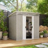 STILVORA 6.5 x 4ft Metal Garden Shed with Sliding Doors in Light Grey