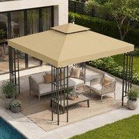 STILVORA Replacement Gazebo Canopy 3 x 3 m Double-Tier Beige