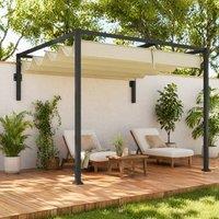 STILVORA Steel Pergola 2 x 3 m with Retractable Fabric Roof in Khaki