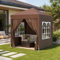STILVORA Pop-Up Gazebo 2 x 2 m with Sidewalls in Brown